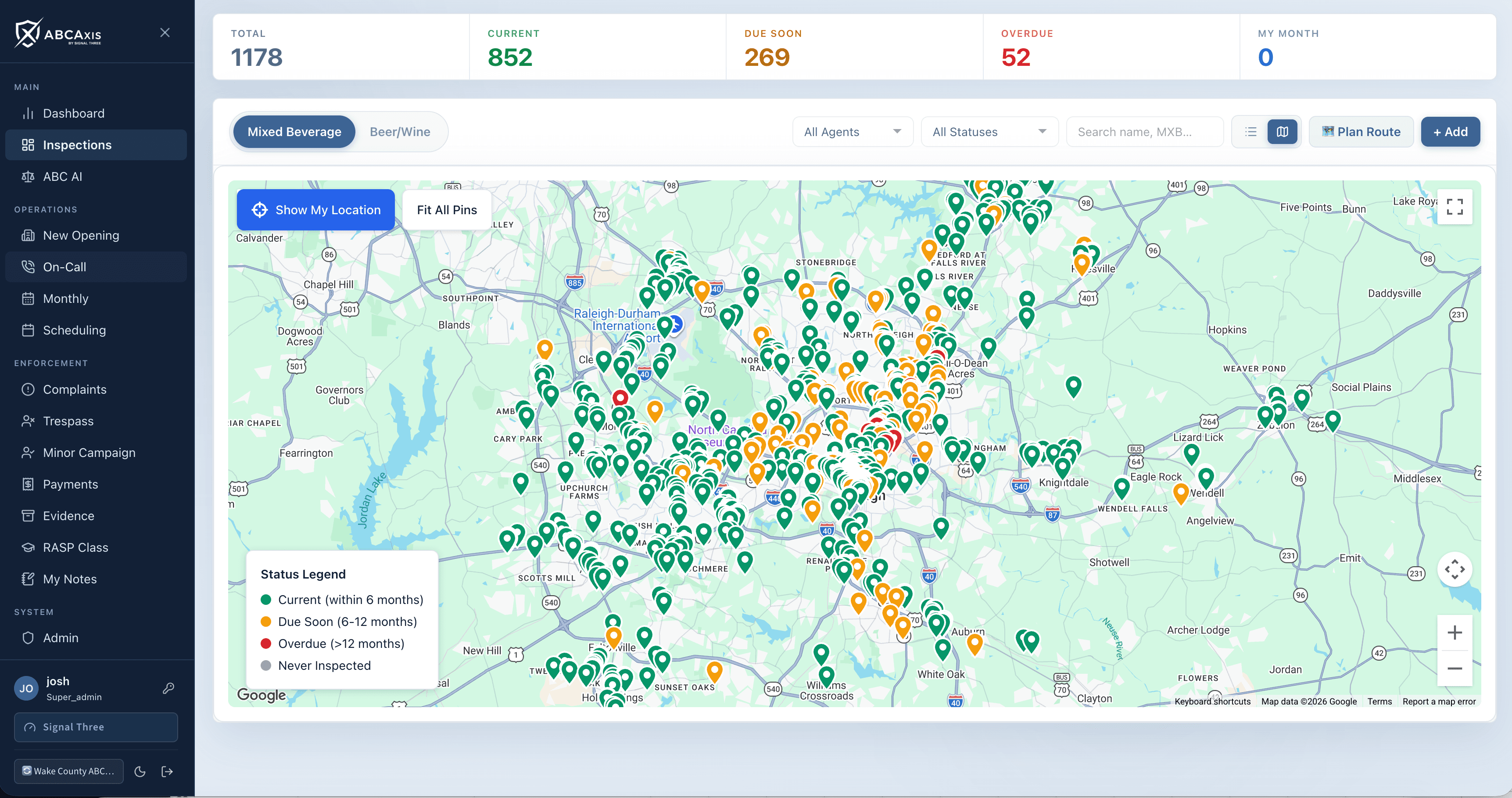 ABCAxis inspections map view